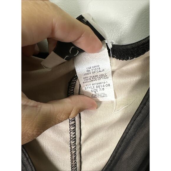 VTG Jodi California Babydoll Midi Dress 7/8 Rouched Black Sheer Whimsigoth Y2K‎ - Picture 8 of 10